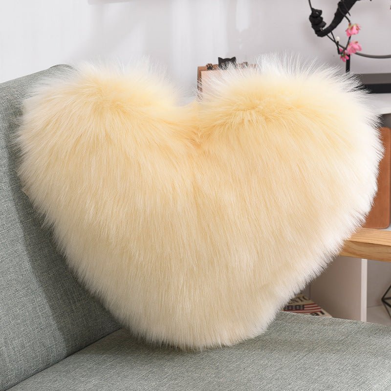 Heart-Shaped Plush Throw Pillow - White - Home2luxury