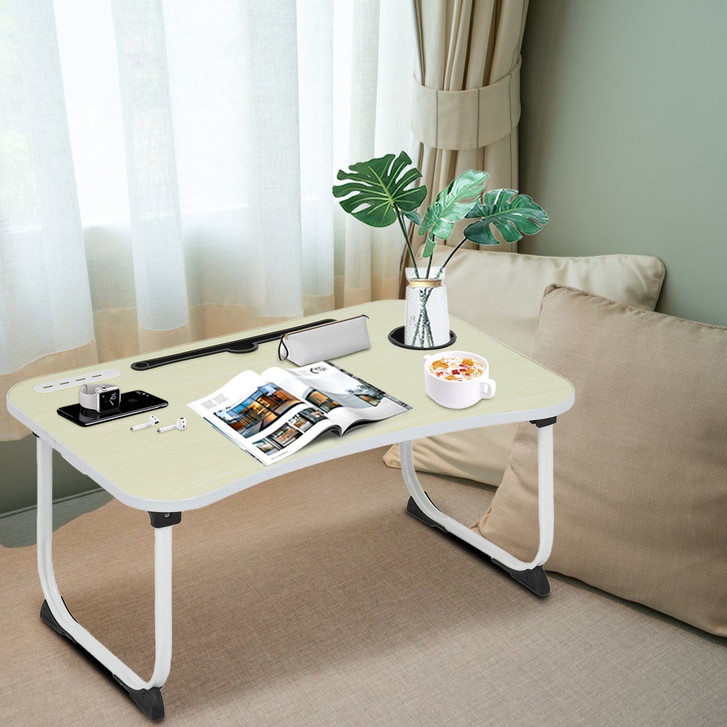 Foldable Laptop Table - Portable Bed Tray. - Home2luxury