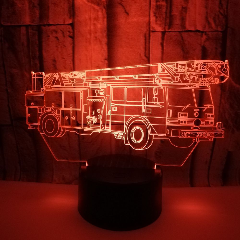 Colorful 3D Fire Truck Night Light - Touch Contro - Home2luxury