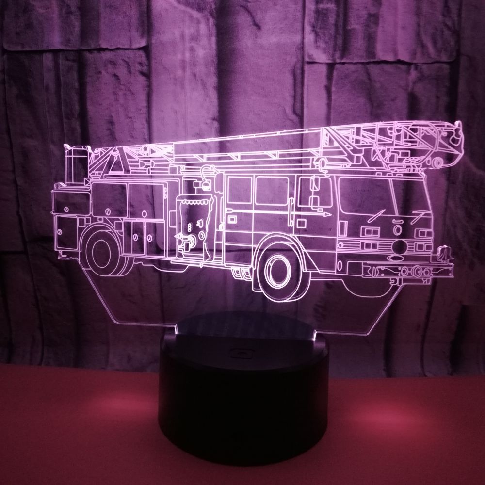Colorful 3D Fire Truck Night Light - Touch Contro - Home2luxury