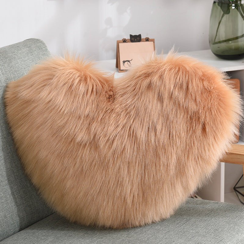 Heart-Shaped Plush Throw Pillow - White - Home2luxury