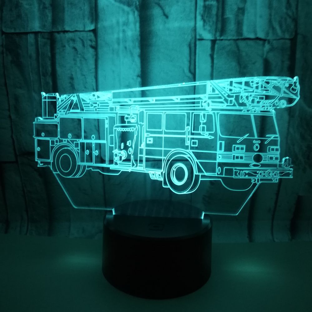 Colorful 3D Fire Truck Night Light - Touch Contro - Home2luxury