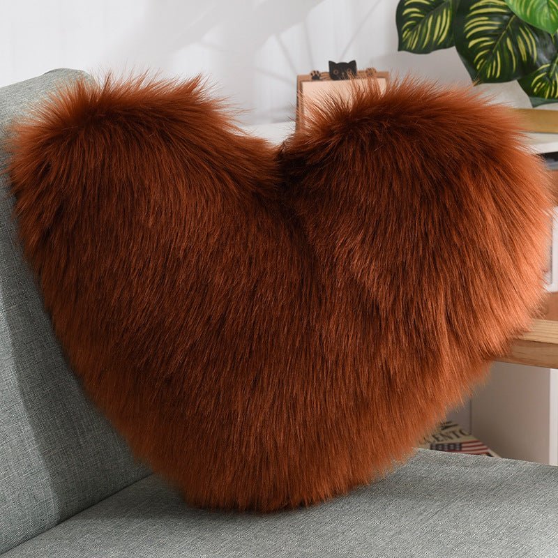 Heart-Shaped Plush Throw Pillow - White - Home2luxury