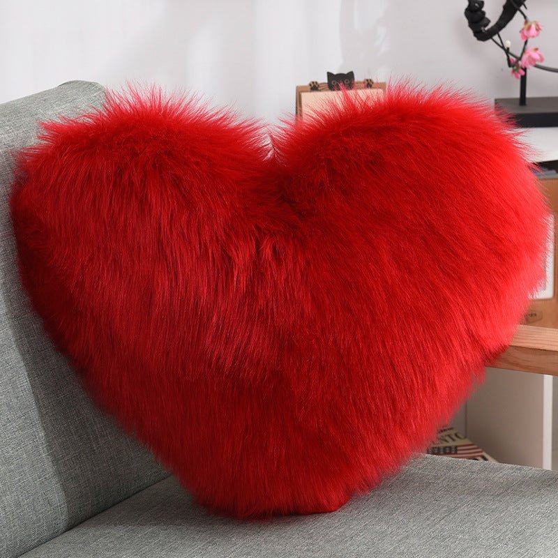 Heart-Shaped Plush Throw Pillow - White - Home2luxury