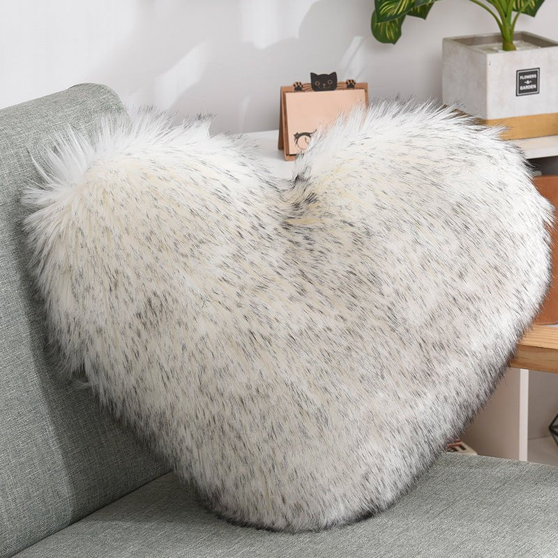 Heart-Shaped Plush Throw Pillow - White - Home2luxury