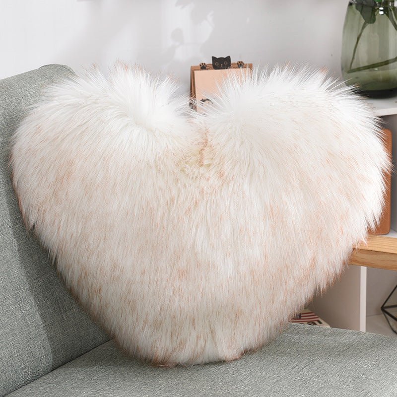 Heart-Shaped Plush Throw Pillow - White - Home2luxury