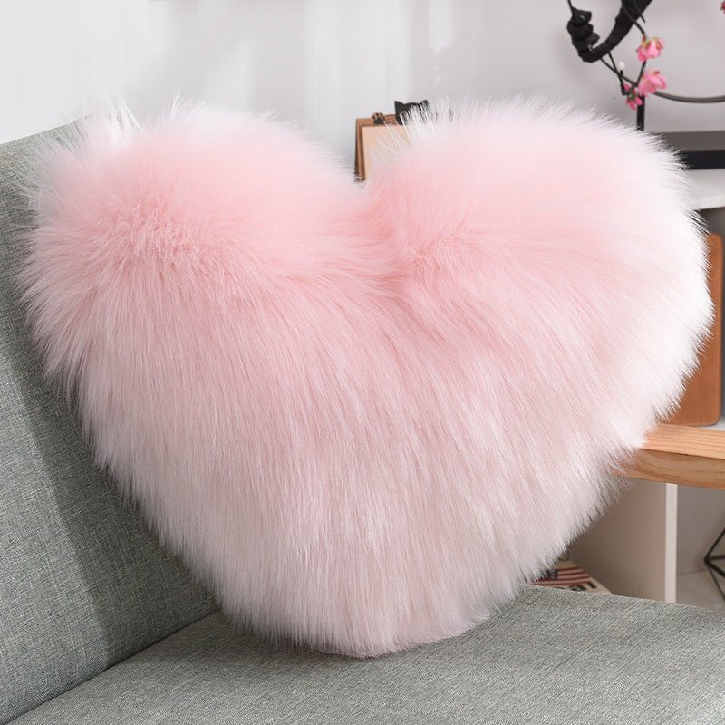 Heart-Shaped Plush Throw Pillow - White - Home2luxury