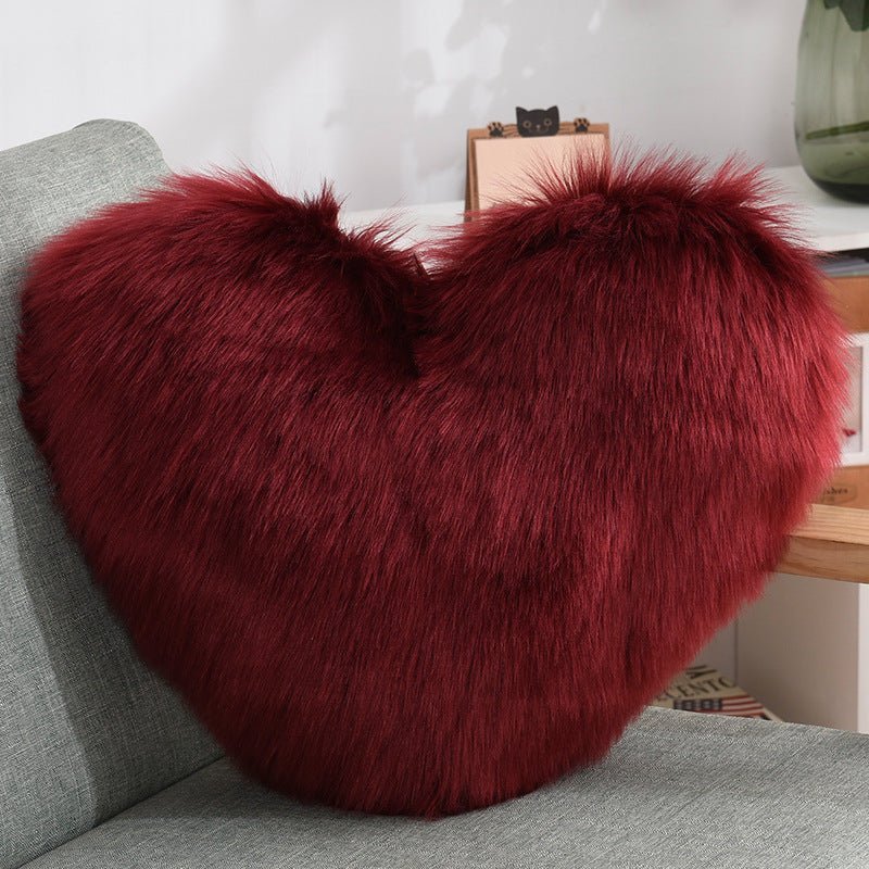 Heart-Shaped Plush Throw Pillow - White - Home2luxury