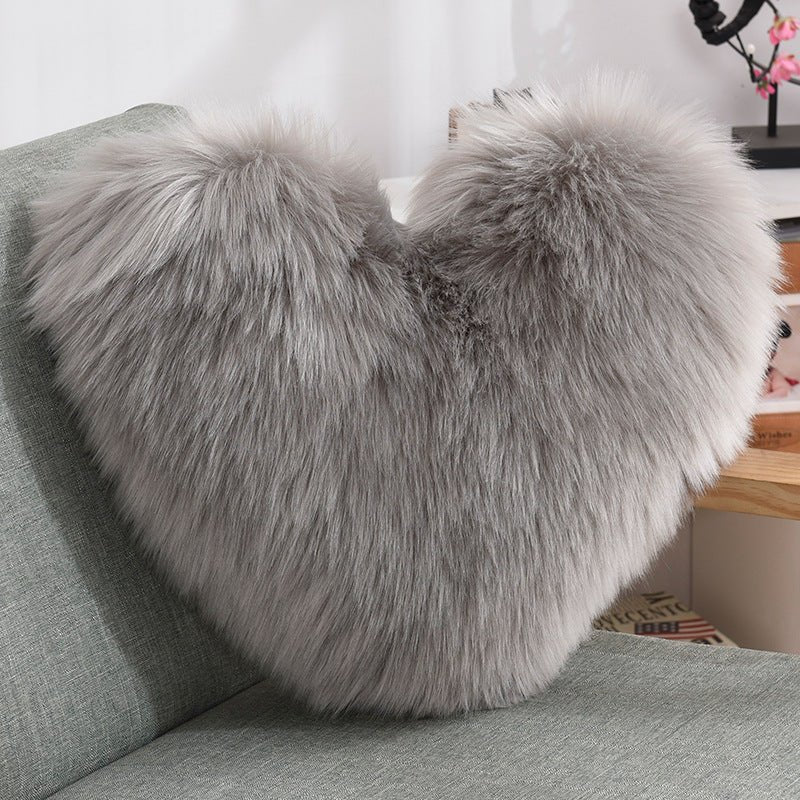 Heart-Shaped Plush Throw Pillow - White - Home2luxury