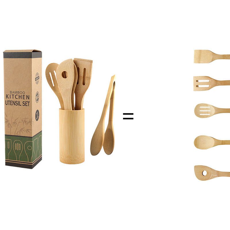 Eco-Friendly Bamboo Spatula Set - with Holder - Home2luxury 