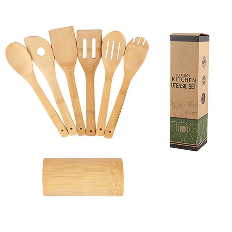 Eco-Friendly Bamboo Spatula Set - with Holder - Home2luxury 