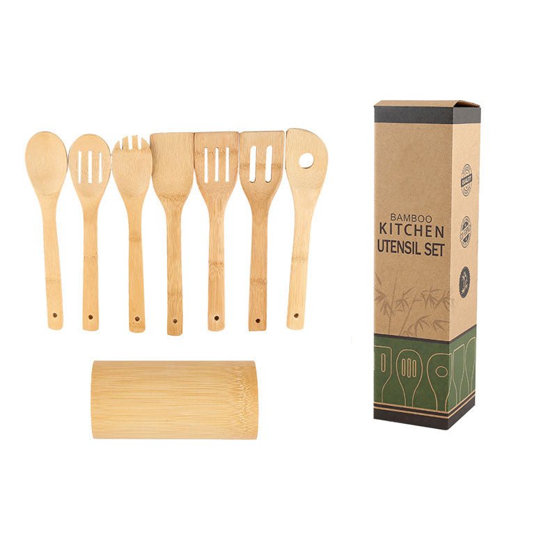 Eco-Friendly Bamboo Spatula Set - with Holder - Home2luxury 