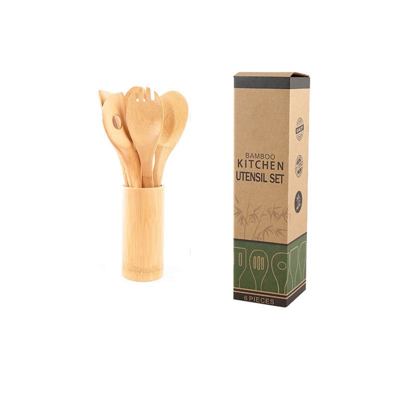 Eco-Friendly Bamboo Spatula Set - with Holder - Home2luxury 