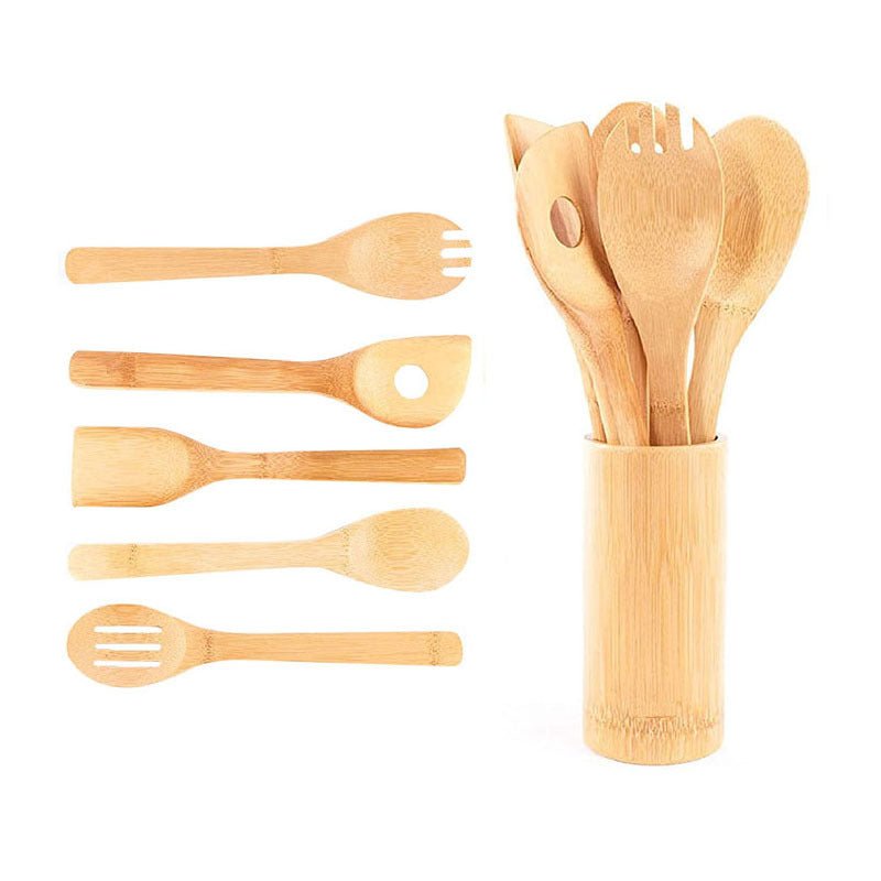 Eco-Friendly Bamboo Spatula Set - with Holder - Home2luxury 