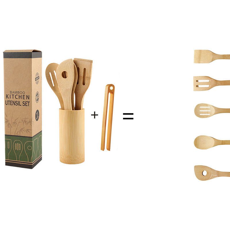 Eco-Friendly Bamboo Spatula Set - with Holder - Home2luxury 