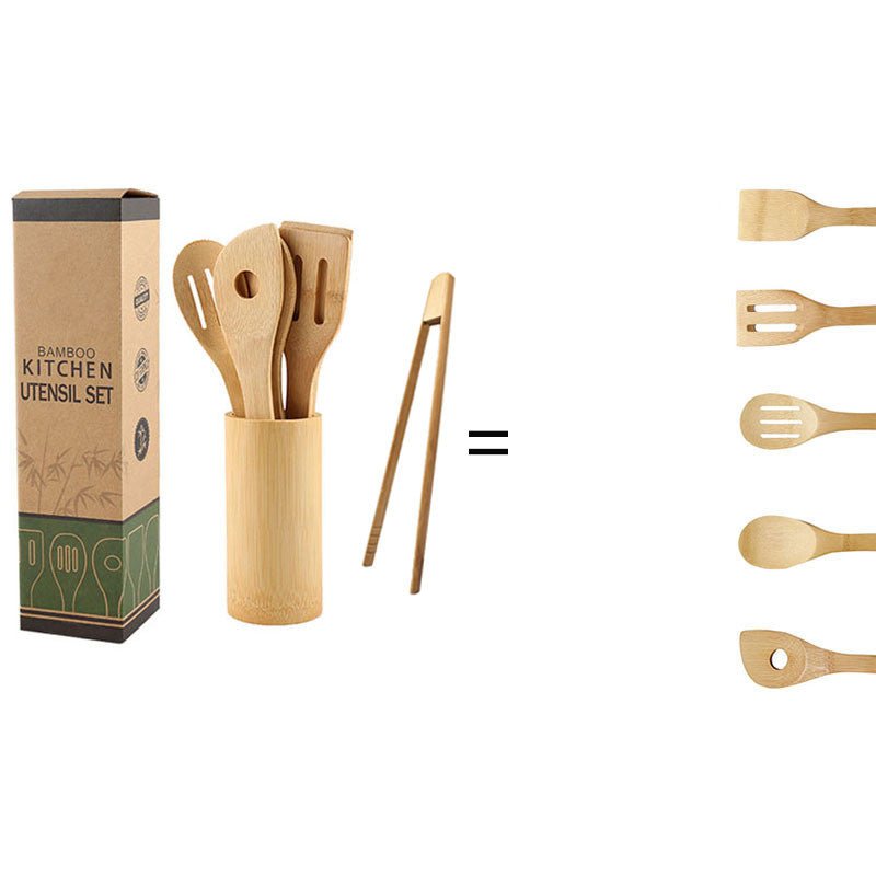 Eco-Friendly Bamboo Spatula Set - with Holder - Home2luxury 