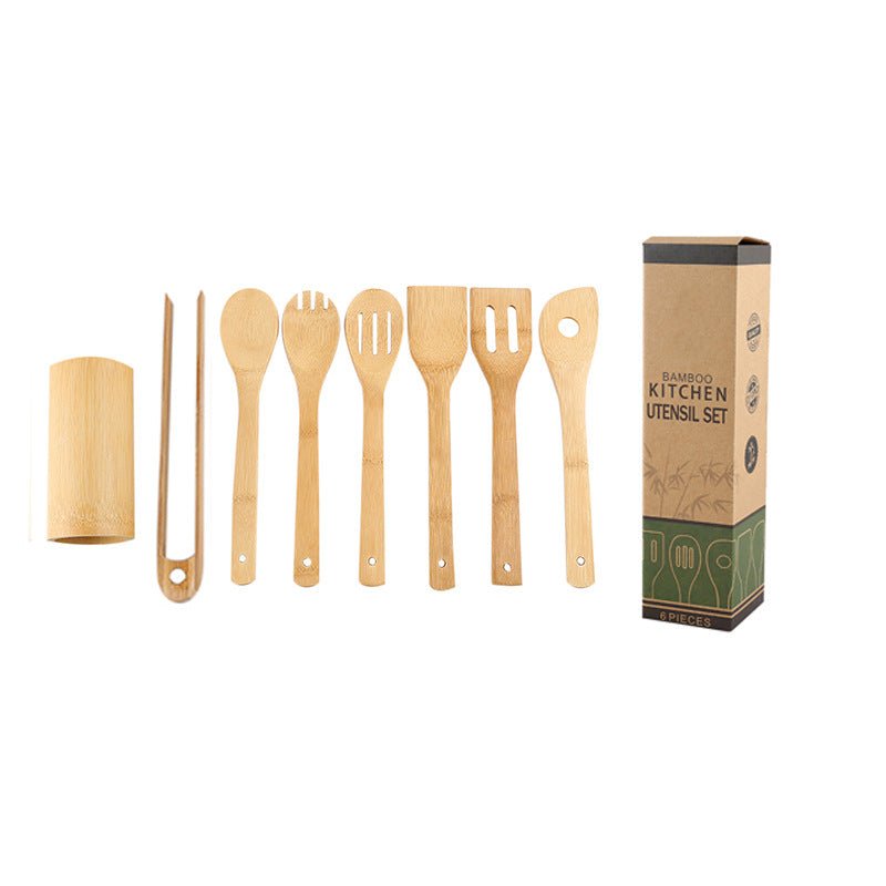 Eco-Friendly Bamboo Spatula Set - with Holder - Home2luxury 
