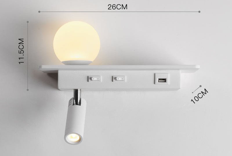 Bedside Lamp With USB Port Shelf - Home2luxury 