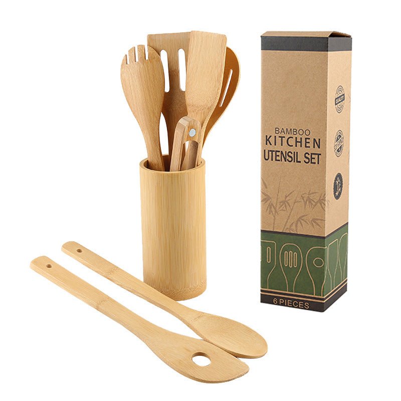 Eco-Friendly Bamboo Spatula Set - with Holder - Home2luxury 