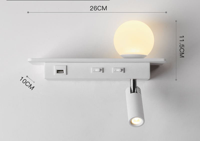 Bedside Lamp With USB Port Shelf - Home2luxury 
