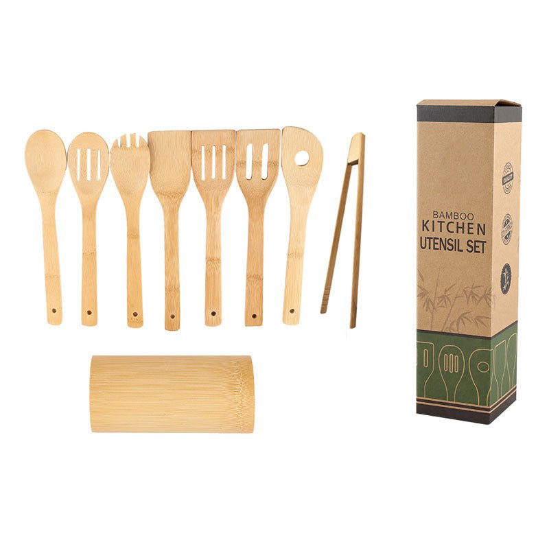 Eco-Friendly Bamboo Spatula Set - with Holder - Home2luxury 