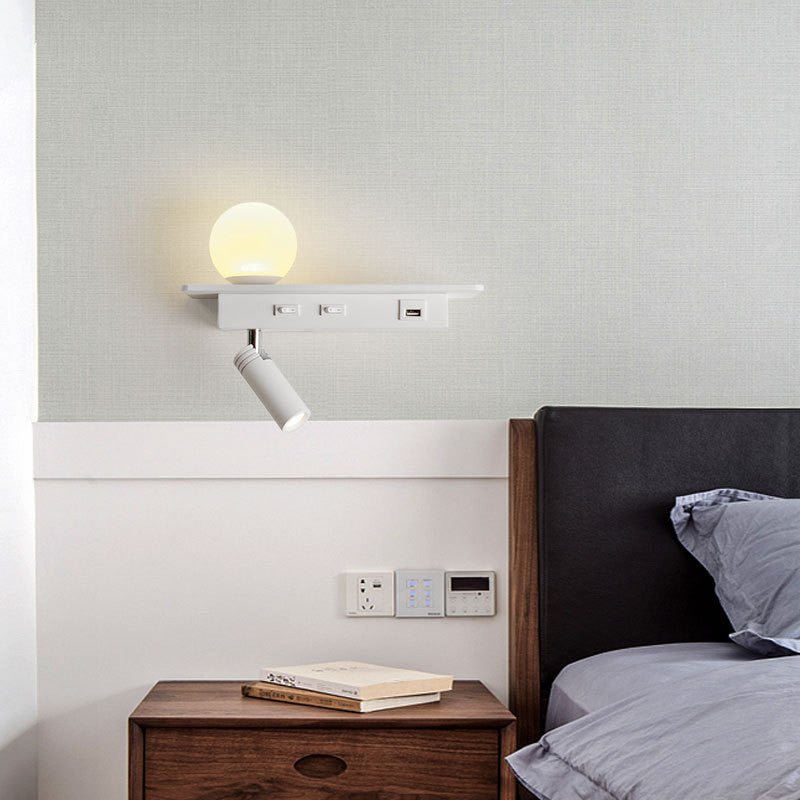 Bedside Lamp With USB Port Shelf - Home2luxury 
